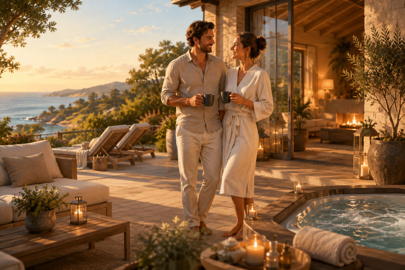 Premium- und Wellnessgäste auf einer Terrasse