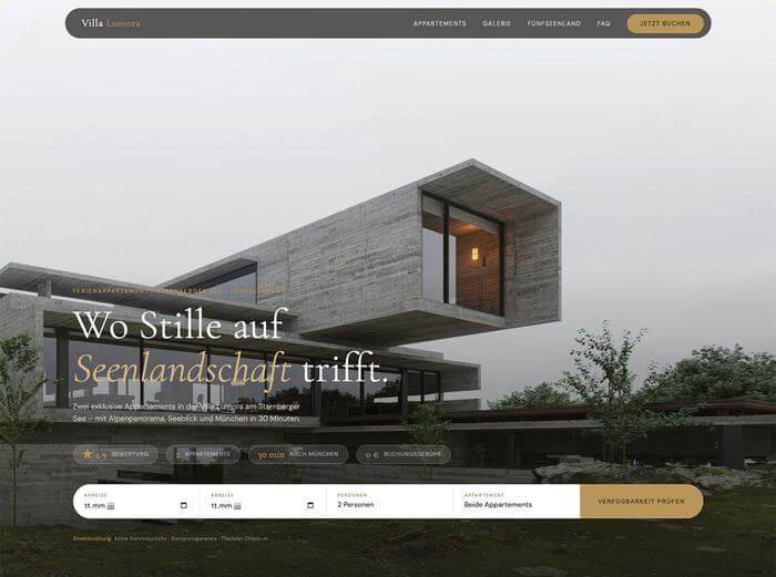 Mobile view of a professional vacation-rental website